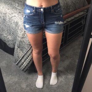 high rise shorty jean shorts